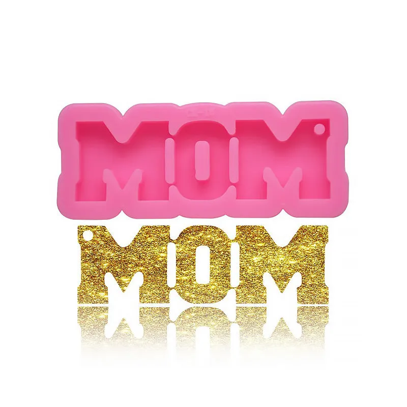 1 Piece Shinny Letter Mom Keychain Mold DIY UV Resin Mold For Keychain 10336250