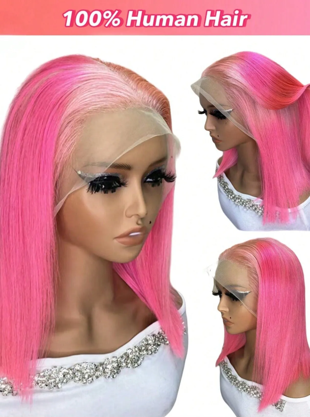 13X4 Lace Front 200% Density Short Straight Colored Human Hair Wig