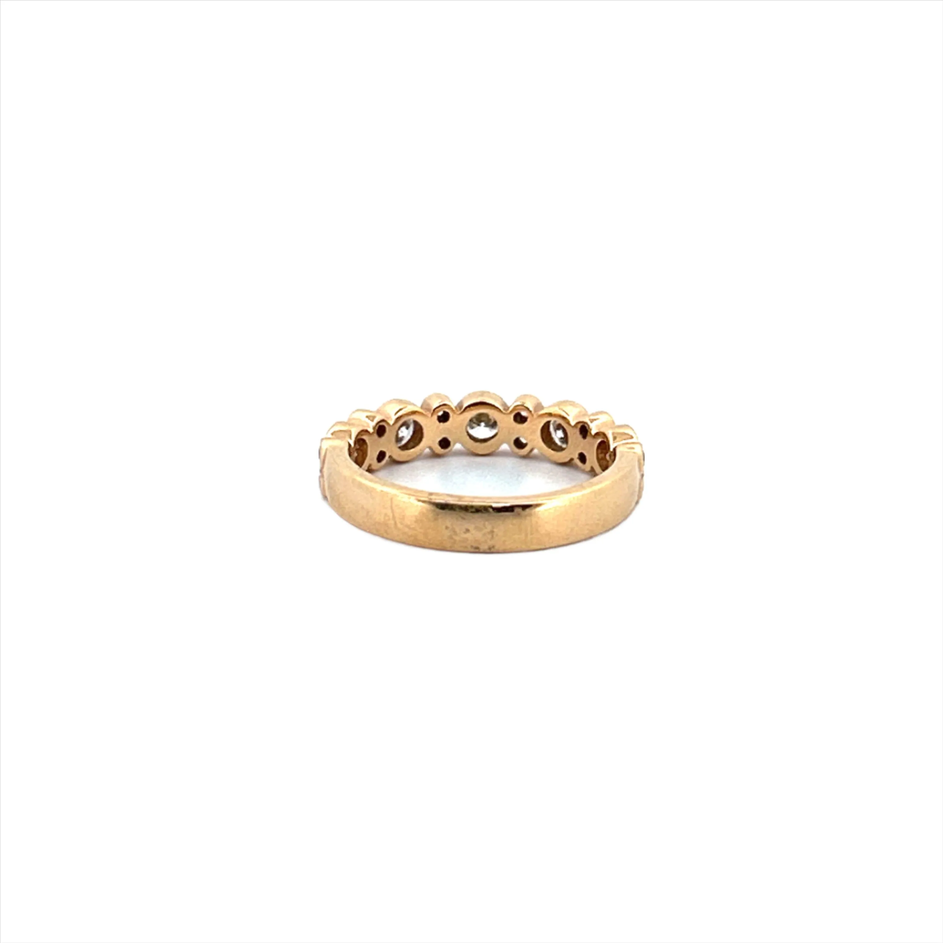 14K Gold Art Deco Round and Oval Diamond Band