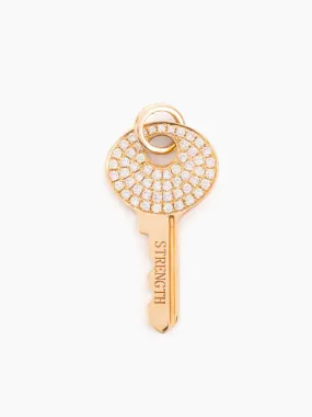 14k Gold Diamond Key Pendant