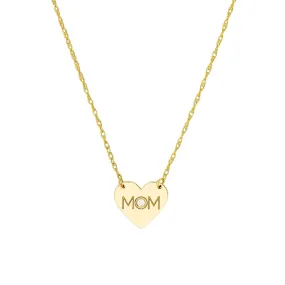 14K Gold Mom Heart Shaped Diamond Pendant