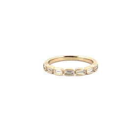 14K Gold Sideways Baguette Bezel Diamond Fashion Band