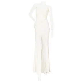 2000s Ivory White Silk Beaded Sleeveless Dress