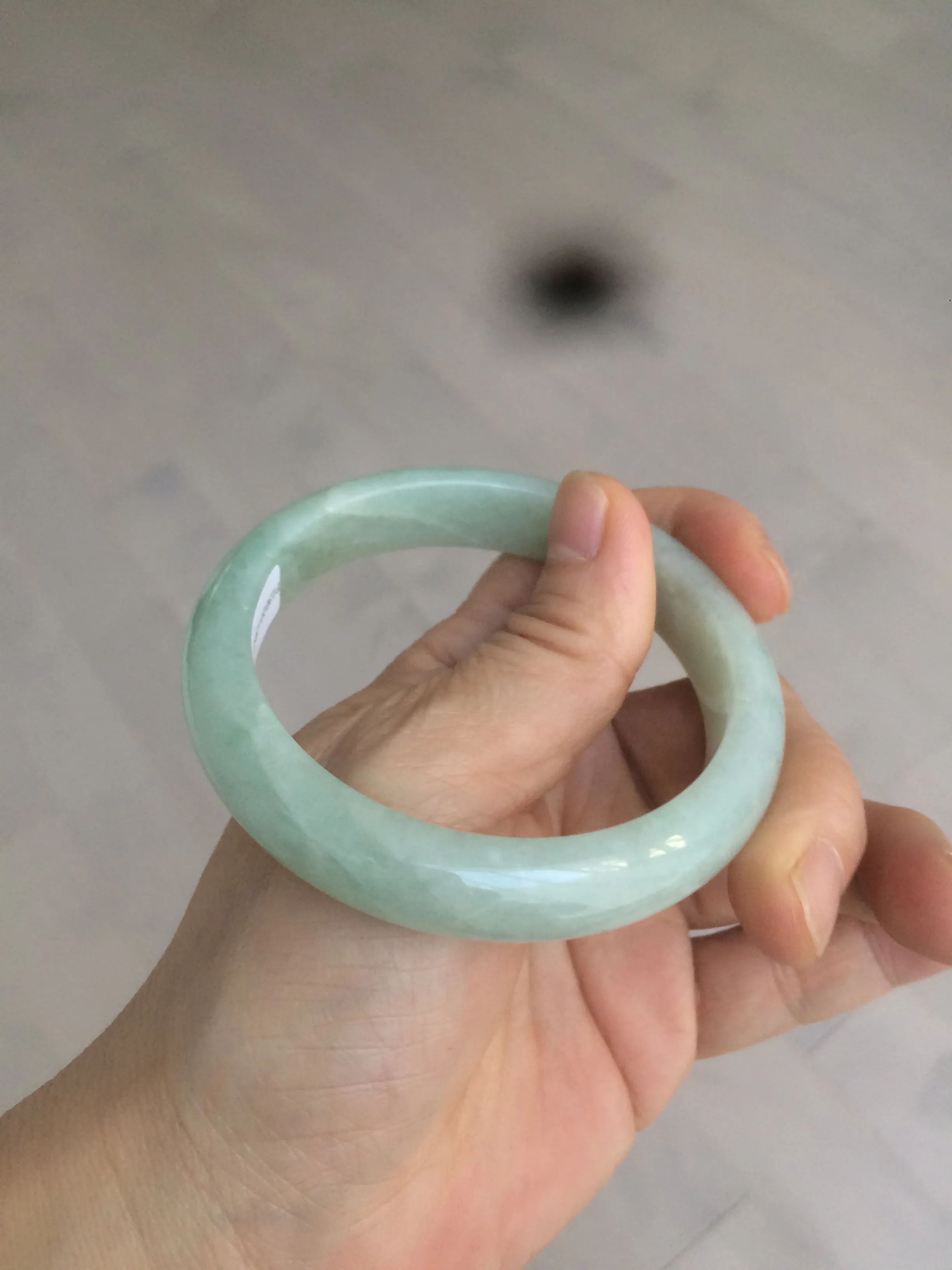 56 mm certificated Type A 100% Natural light green Jadeite Jade bangle L142-2846