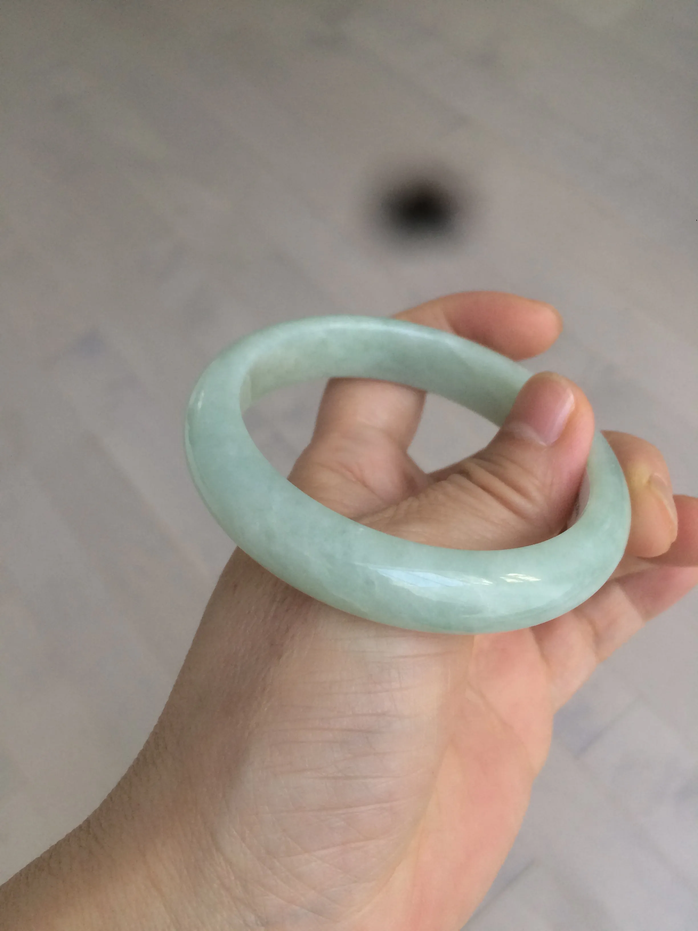 56 mm certificated Type A 100% Natural light green Jadeite Jade bangle L142-2846