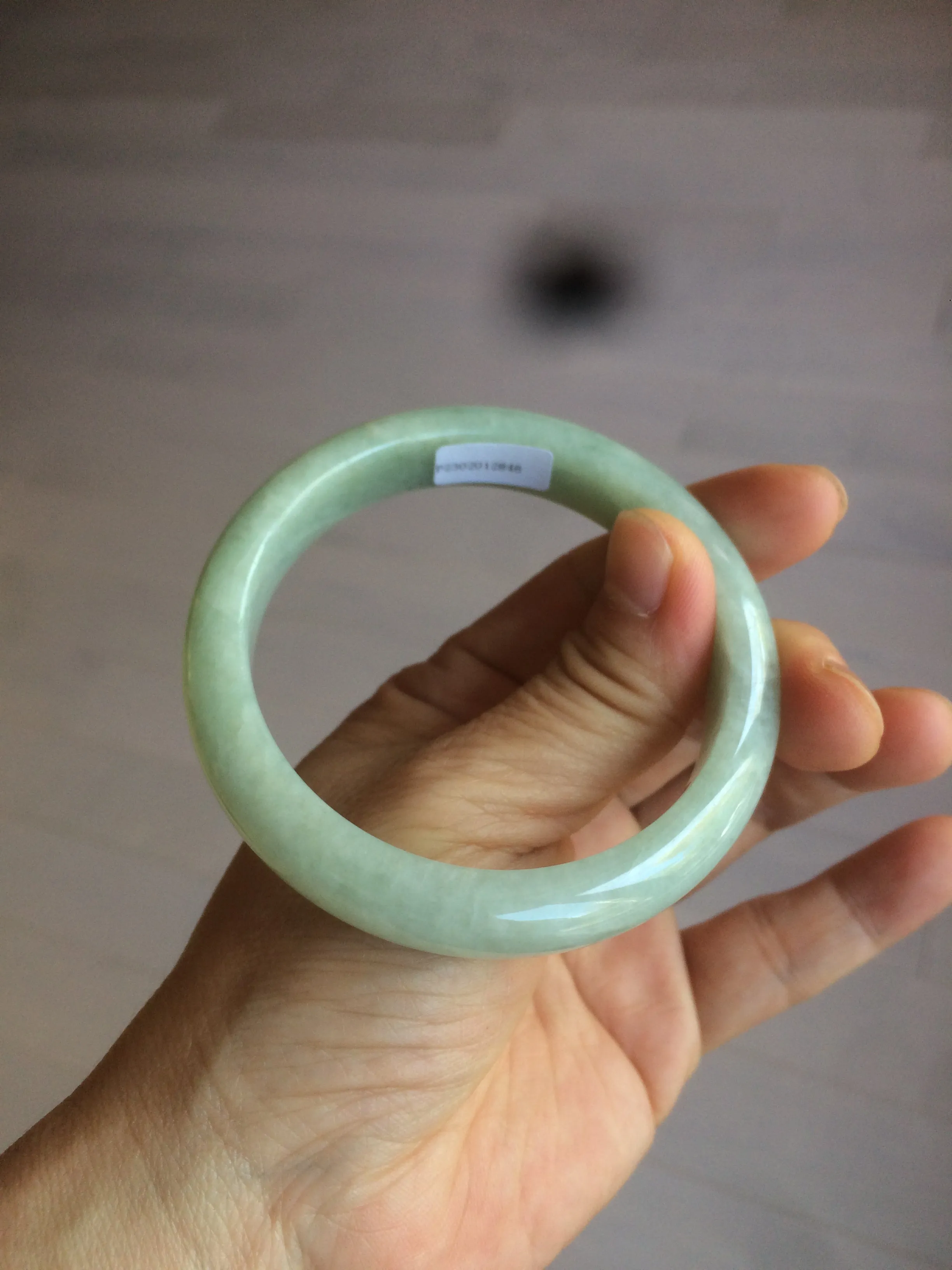 56 mm certificated Type A 100% Natural light green Jadeite Jade bangle L142-2846