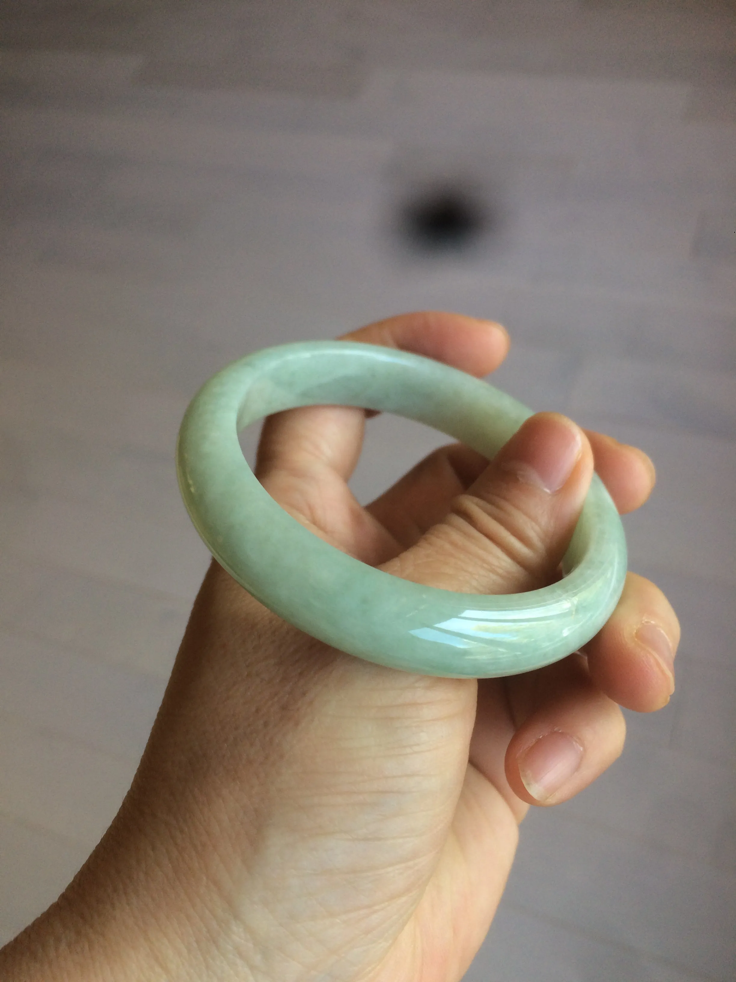 56 mm certificated Type A 100% Natural light green Jadeite Jade bangle L142-2846