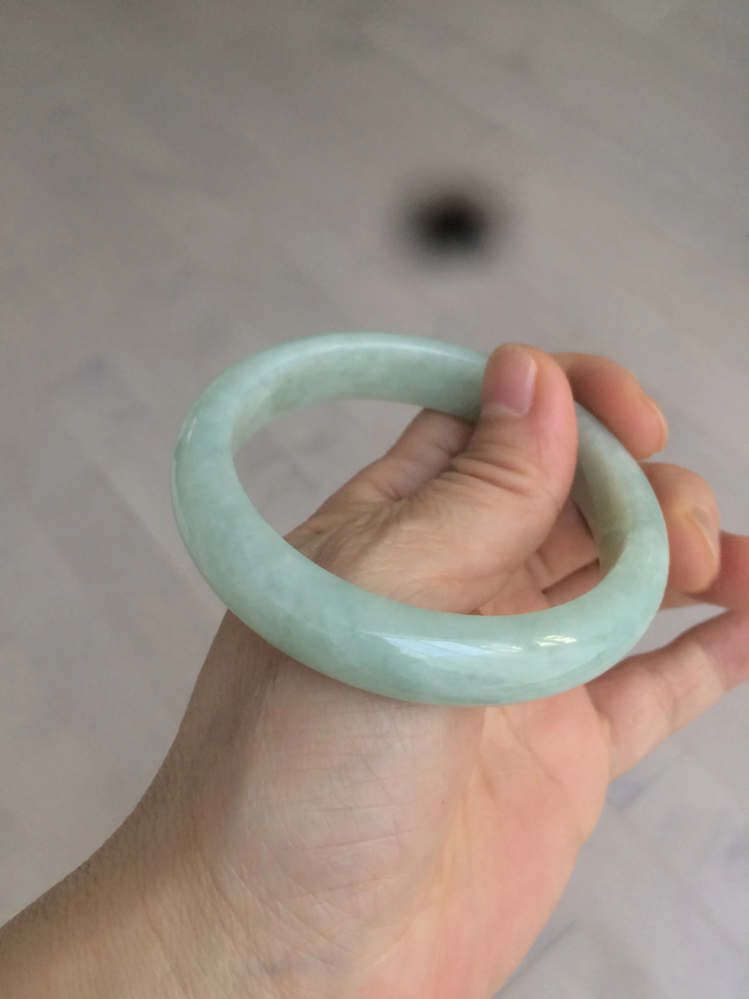 56 mm certificated Type A 100% Natural light green Jadeite Jade bangle L142-2846