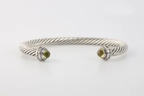 6.5'' David Yurman 925 Silver Prasiolite Medium Cable Cuff Bracelet (27.15g.)