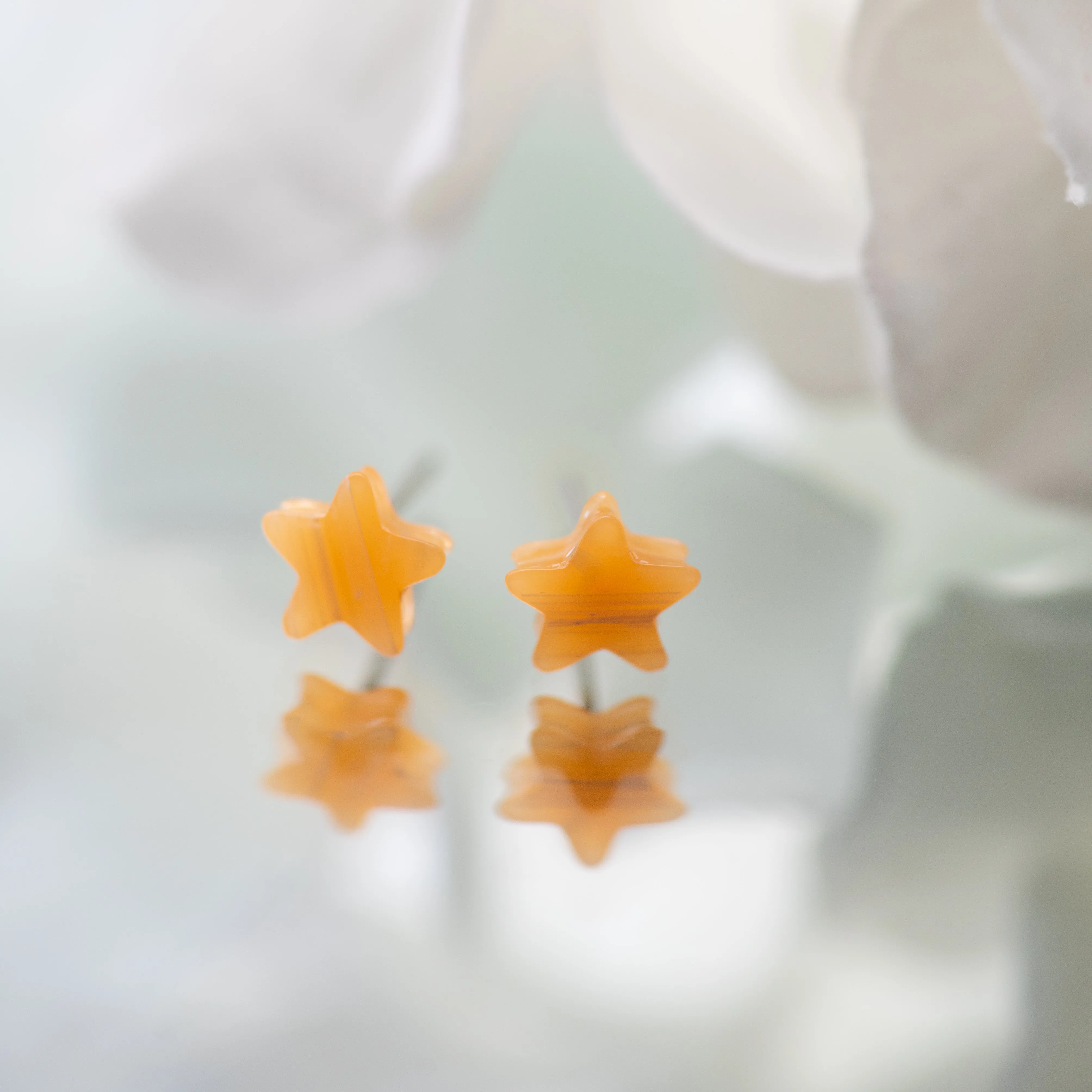 Amber Moonglow Mini Star Stud Earrings