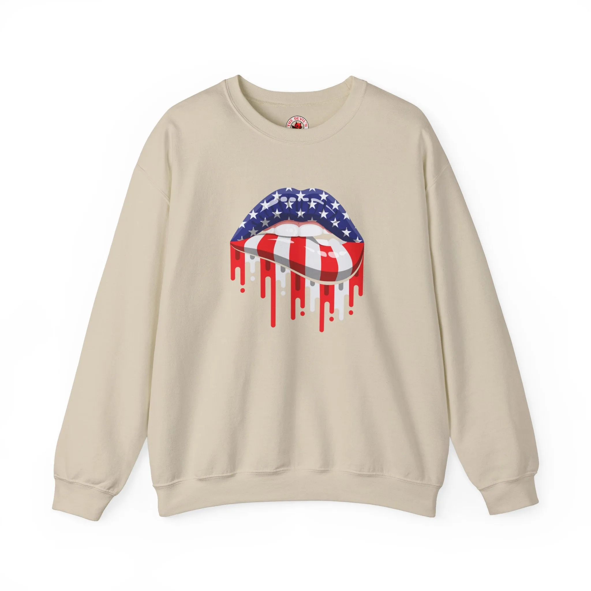 American Flag Lips Crewneck Sweatshirt