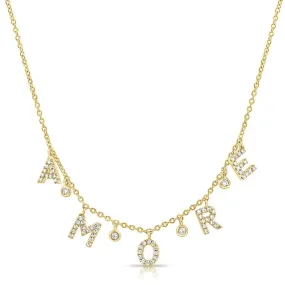 Amore Dangling Diamond Name Necklace