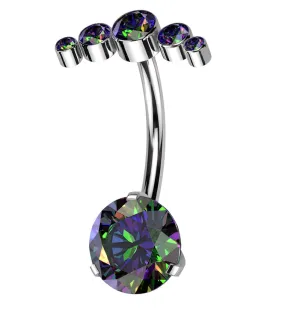 Arch Black Aurora CZ Top Titanium Threadless Belly Button Ring