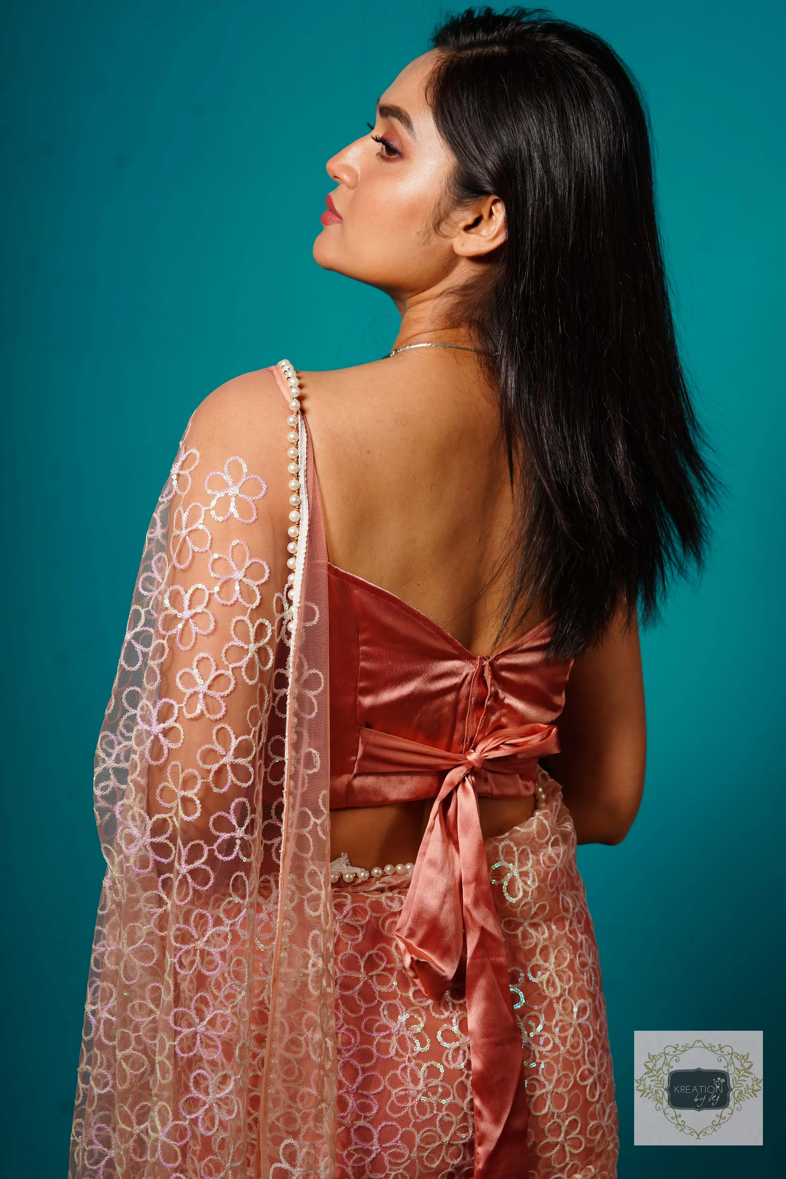 Baby's Breath Pink Net Saree