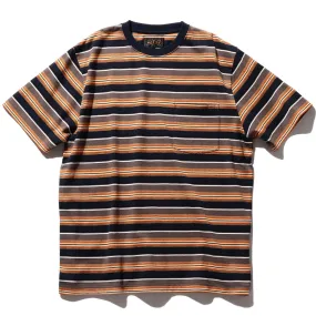 BEAMS PLUS Pocket Tee Multi Stripe Orange