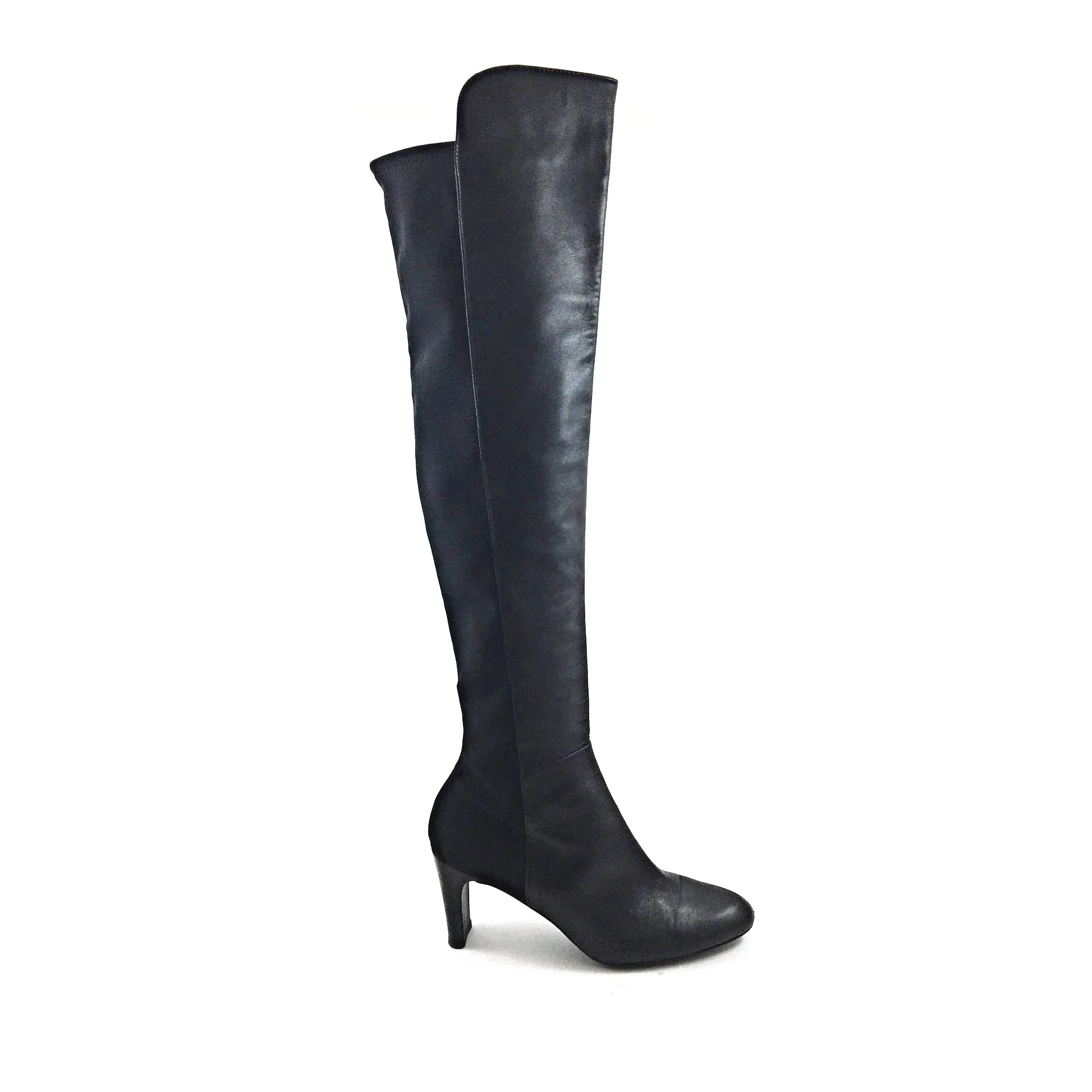 Black Lamb Skin Tall Boots