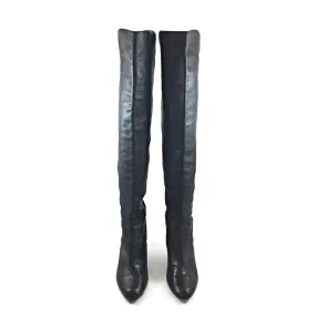 Black Lamb Skin Tall Boots