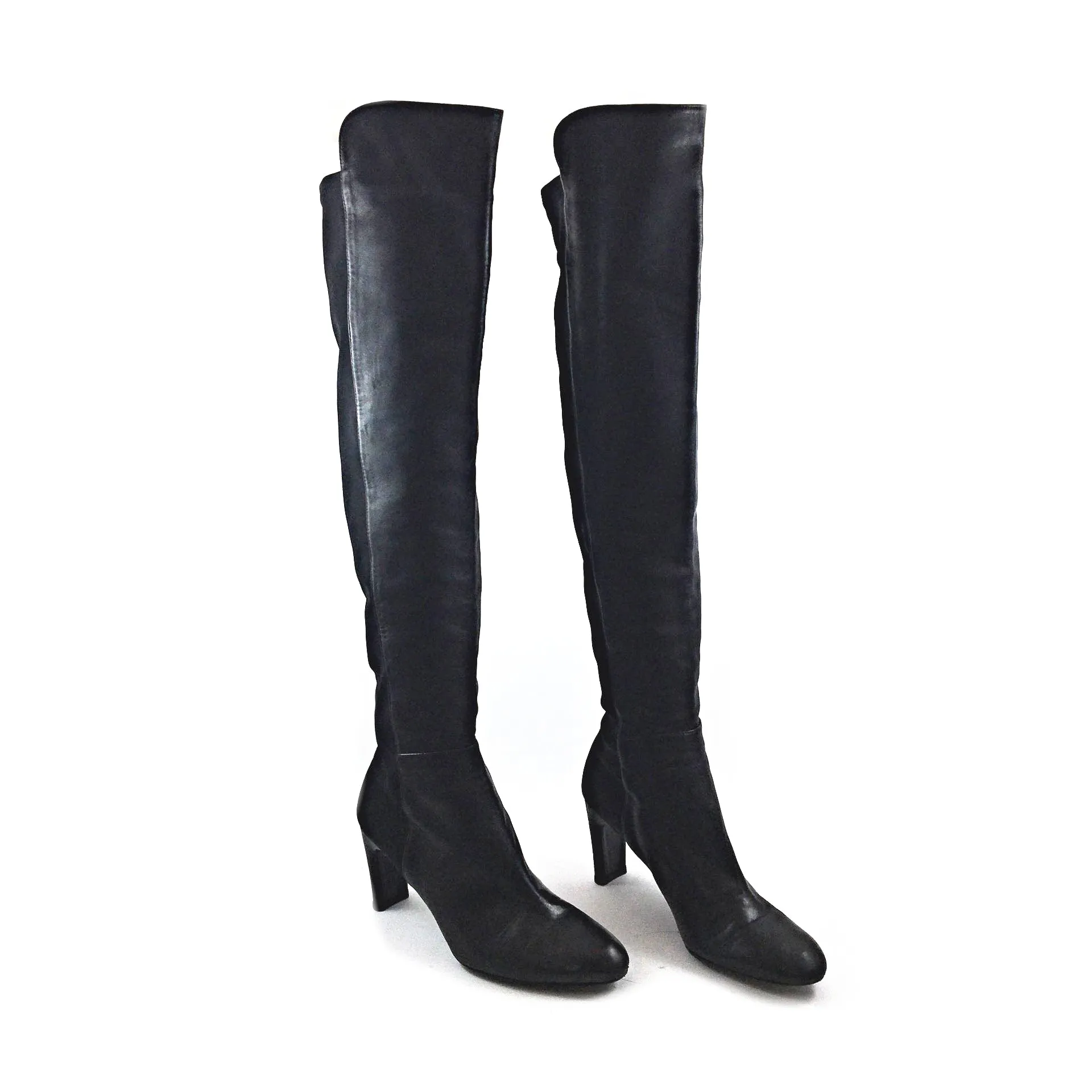 Black Lamb Skin Tall Boots