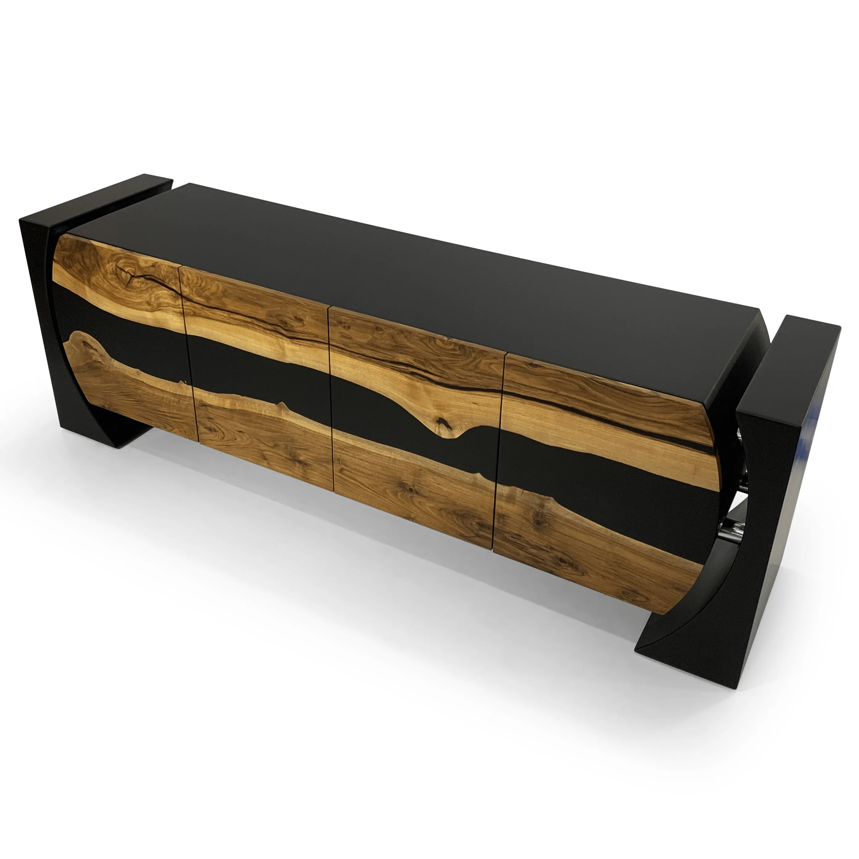 Black Loire Walnut Wood Credenza