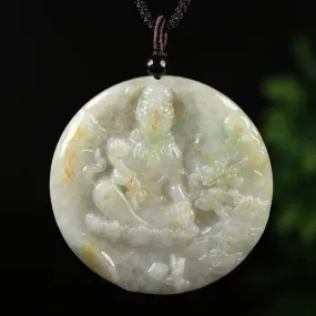 Certified Grade A Red Green Natural Jadeite Jade Pendant Kwan-yin 山水 15