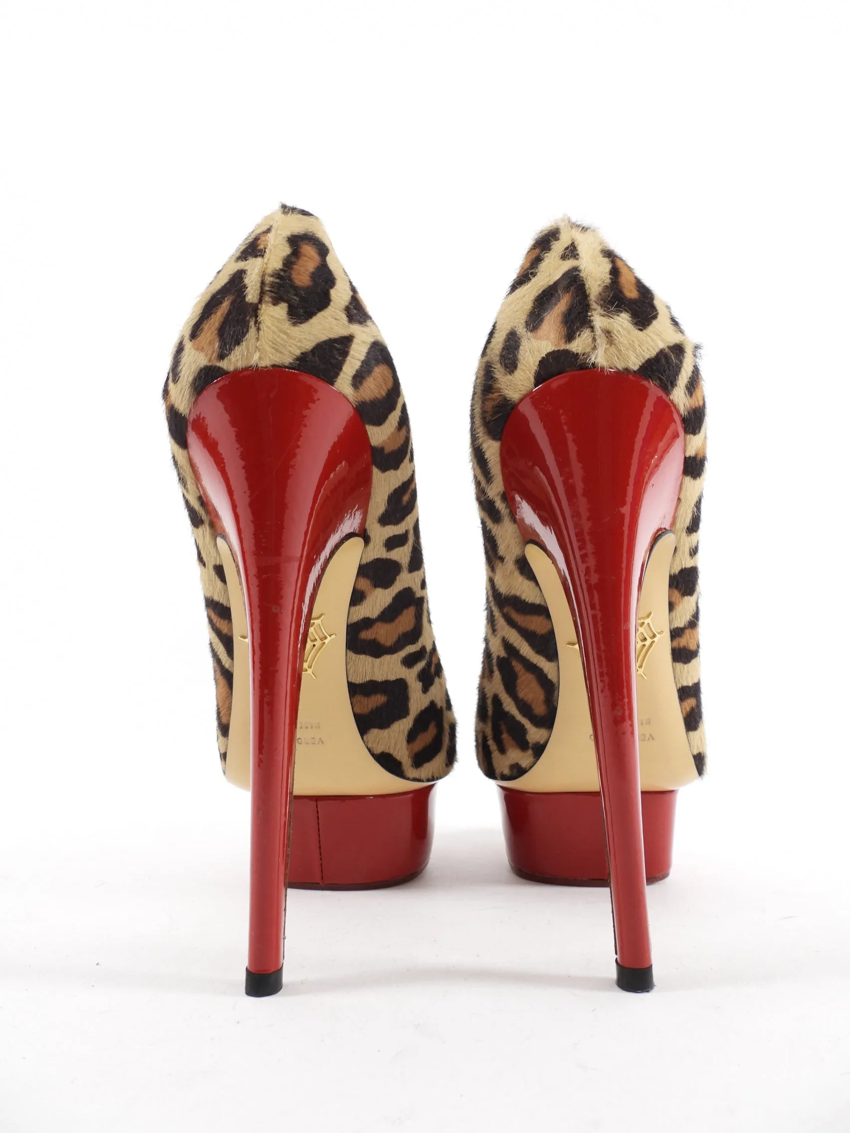 Charlotte Olympia Leopard Calf Hair Patent Platform Pump - 7.5