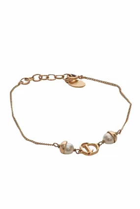 Christian Dior Mise En Dior Faux Pearl & Logo Bracelet