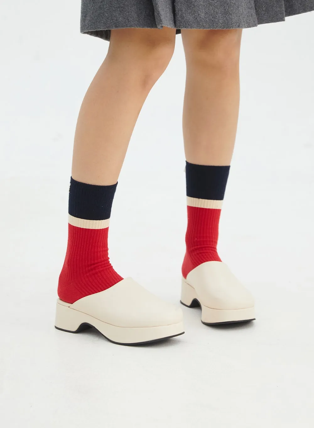 Color Block Ribbed Knit Socks IN316