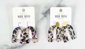 Cork Leather Arch Earring Leopard Fiesta