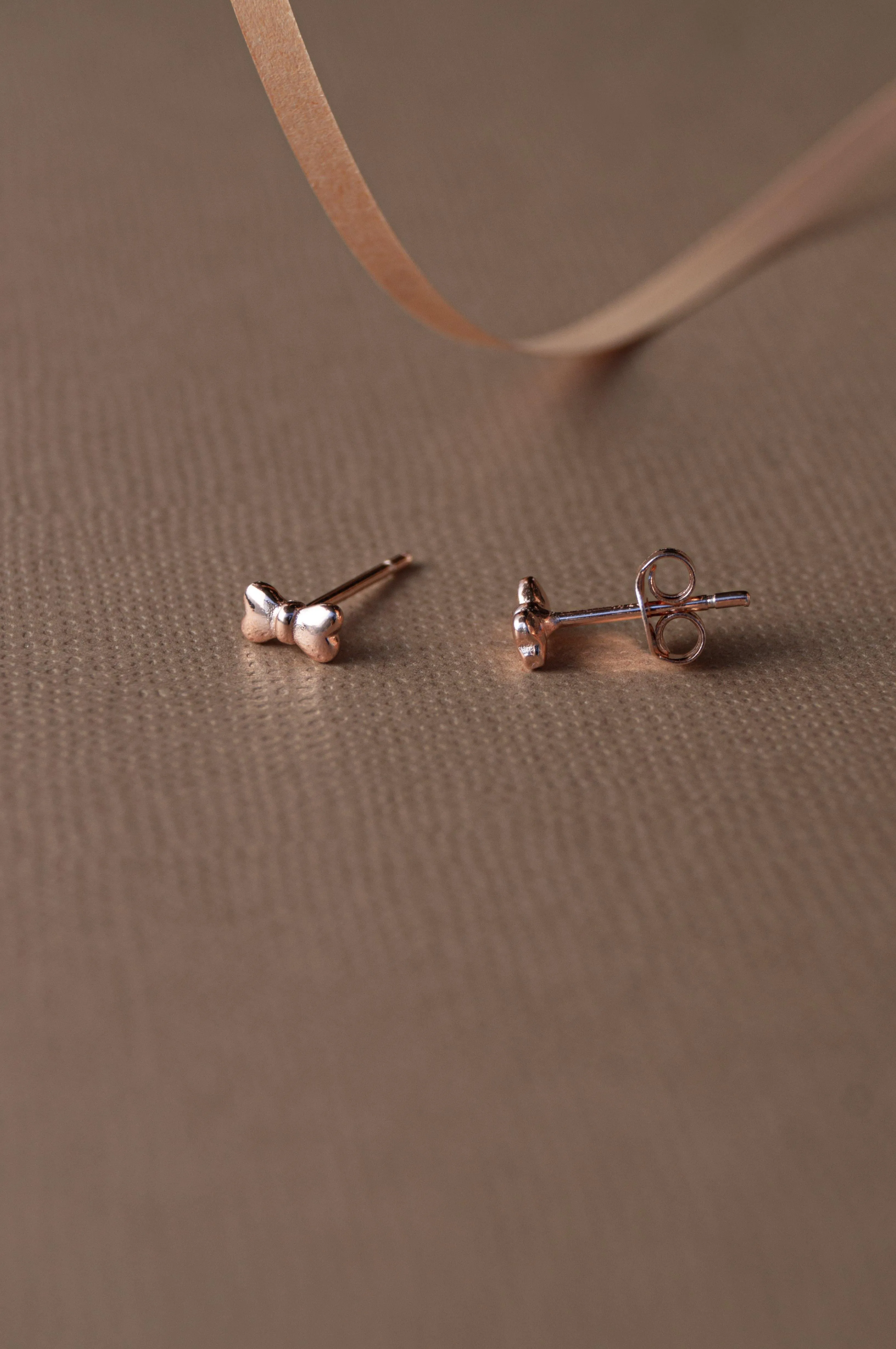 Cute Bow Gold Plated Mini Sterling Silver Stud Earrings