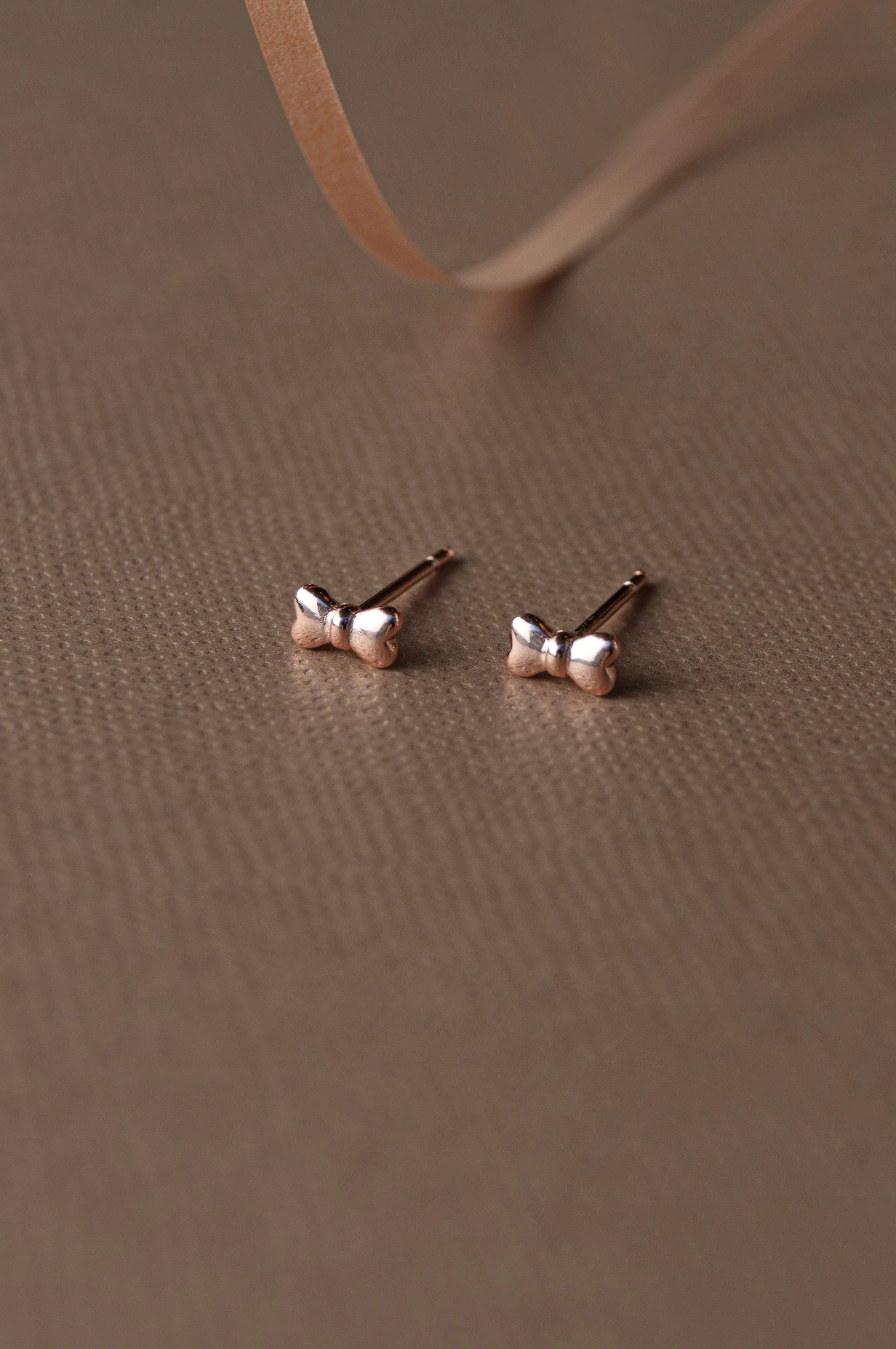 Cute Bow Gold Plated Mini Sterling Silver Stud Earrings