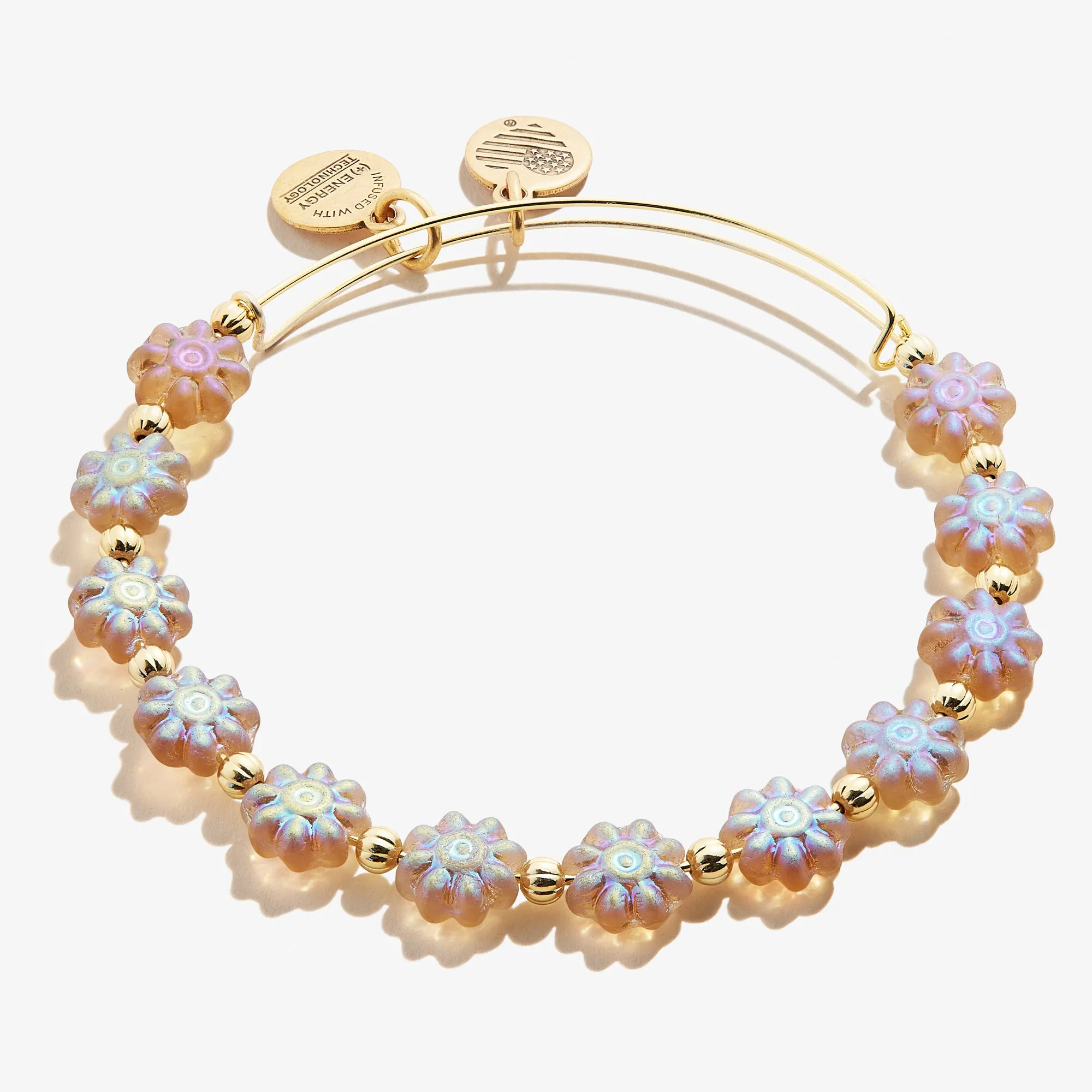 Daisy Beaded Charm Bangle, Iridescent