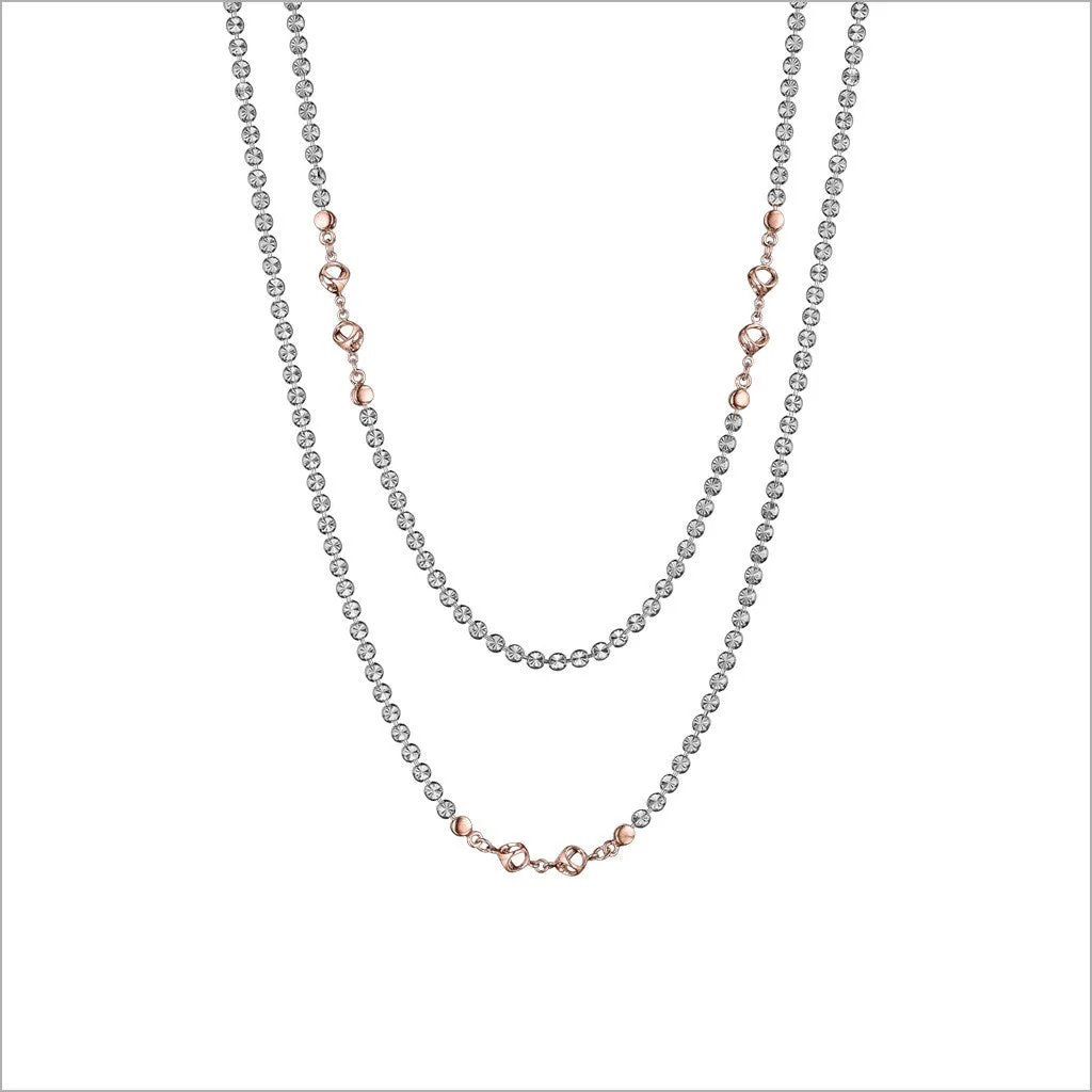 Diamanté Sterling Silver & 18k Rose Gold Plated 42 Necklace