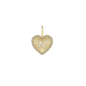 Diamond Initial Fluted Heart Charm