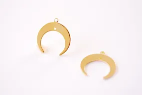 Double Horn Wholesale Crescent Moon Charm Pendant - 16k Gold plated Brass Half Moon Connector HarperCrown Etsy B112