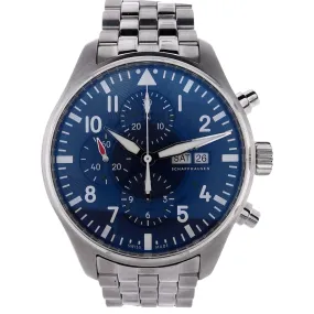 Estate IWC Le Petit Prince Chronograph Blue Dial Smooth Bezel Pilot Watch