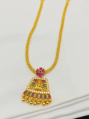 Fancy Designer Party Wear Necklace With Peacock Pendant And Multi Stones