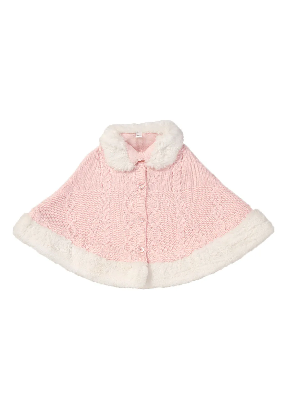 Fur Trim Cape - Pink