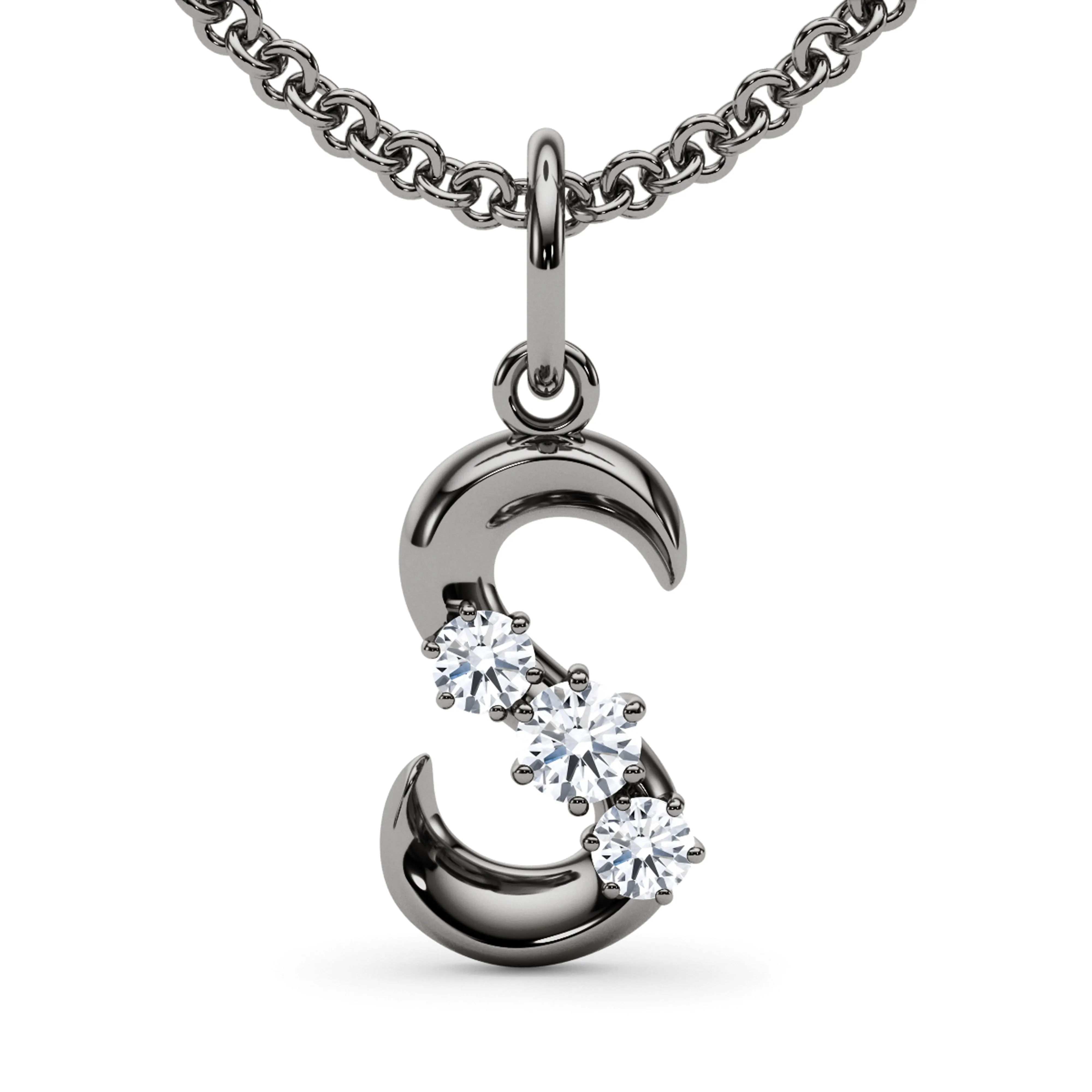 Graduated Diamond Initial Pendant Letter S