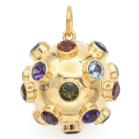 H Stern Vintage Multi-Gemstone 18K Yellow Gold Sputnik Ball Pendant