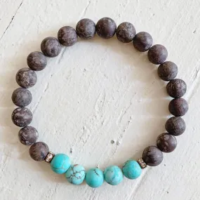 harmony // gemstone bead mala bracelet w sparkle - turquoise, pink jade or obsidian