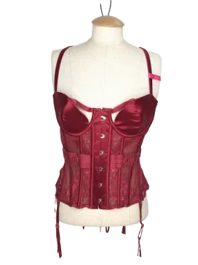 Hunkemoller Red Pleasure Bustier With Matching High Leg Thong UK 36C