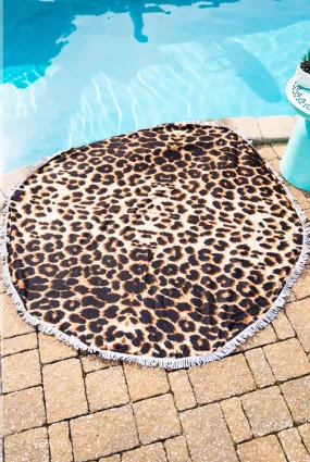 Leopard Print Round Beach Towel