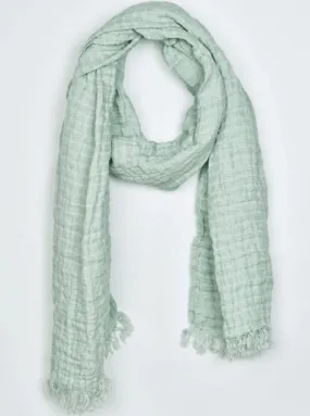 Linen Scarf Gauze Stripe Mint