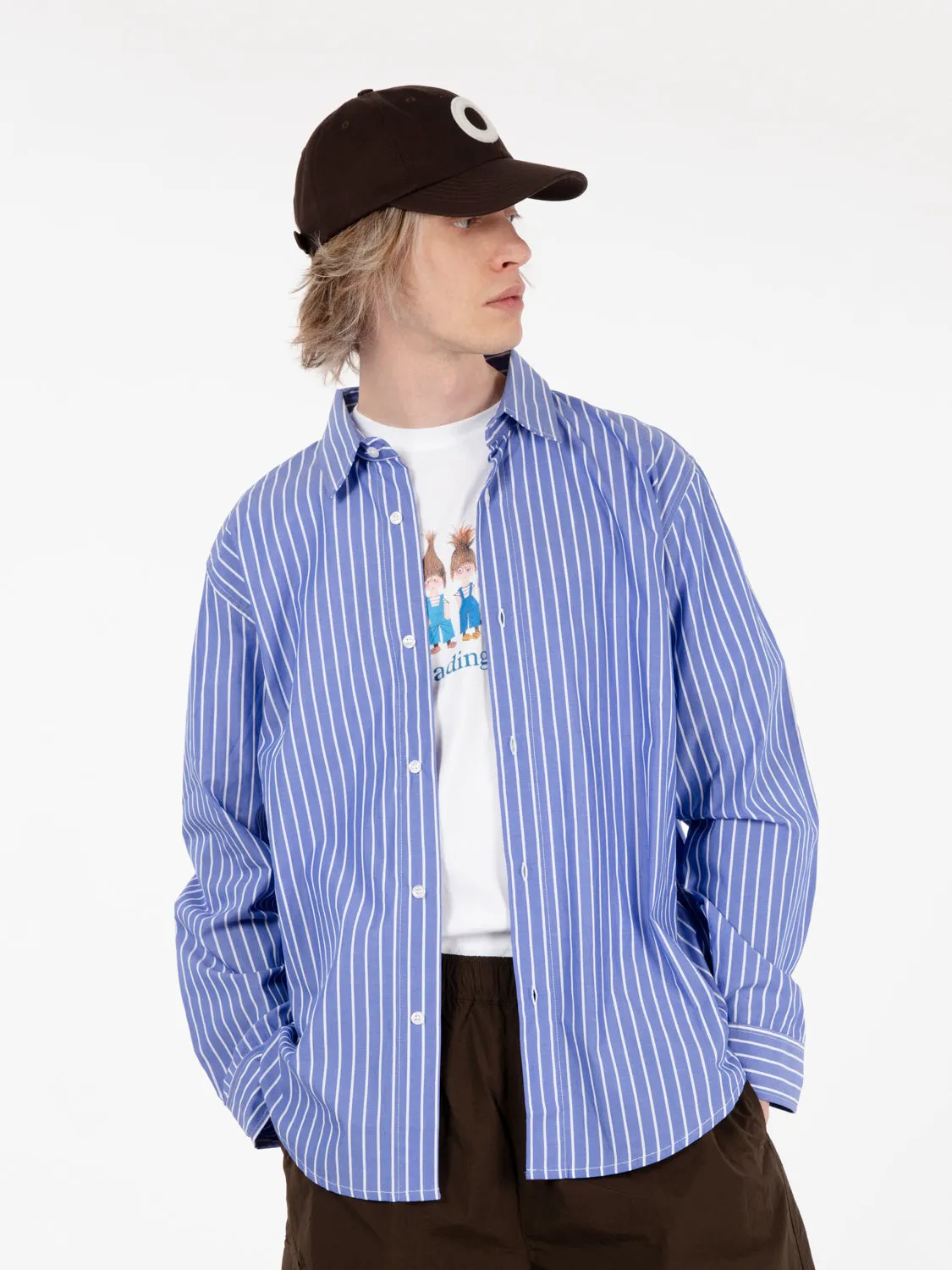 Logo striped shirt blue