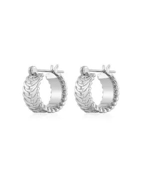 Luv Aj Domenico Chain Small Hoop Earrings in Polished Rhodium Plated