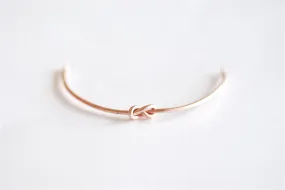 Matte Pink Rose Vermeil Gold Love Knot Bracelet-18k gold plated Sterling Silver Knot Cuff Bracelet, Adjustable Bracelet, Bow Bracelet, 263