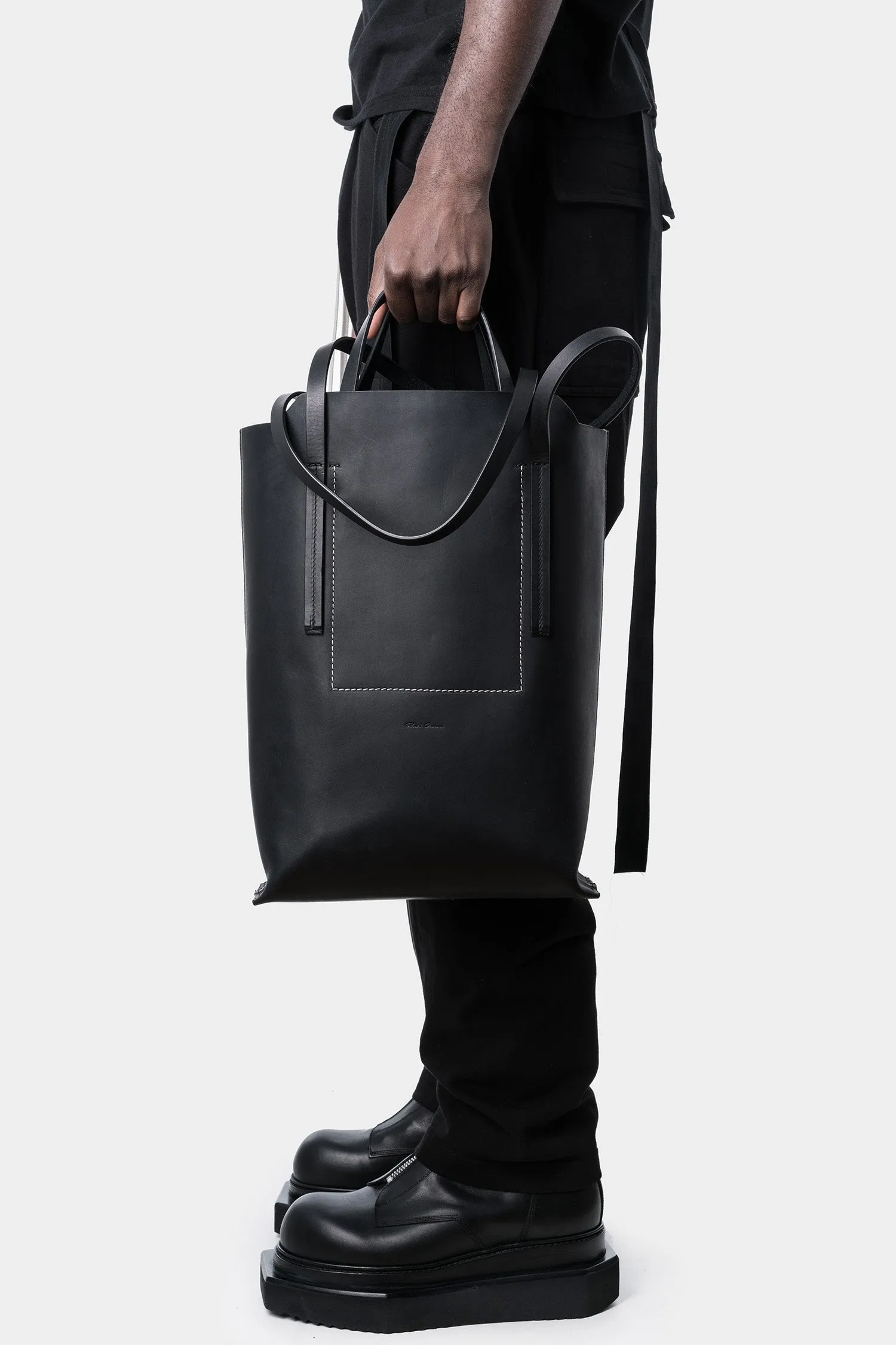 Medium leather shopper