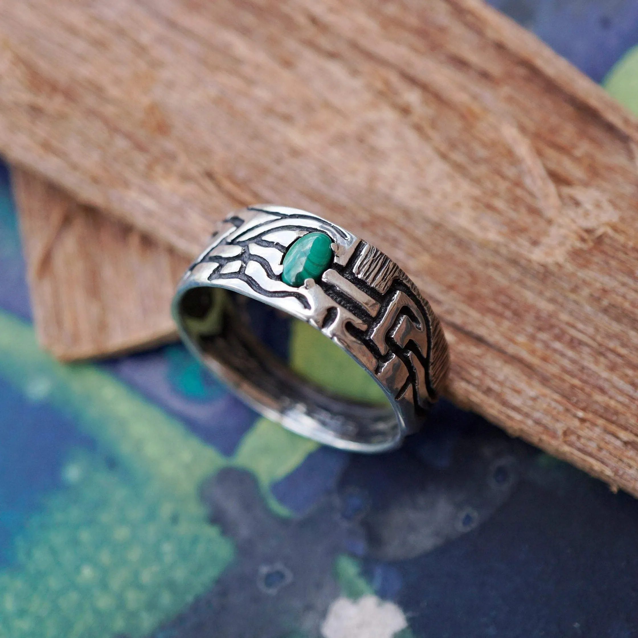 Mens Malachite ring VERT