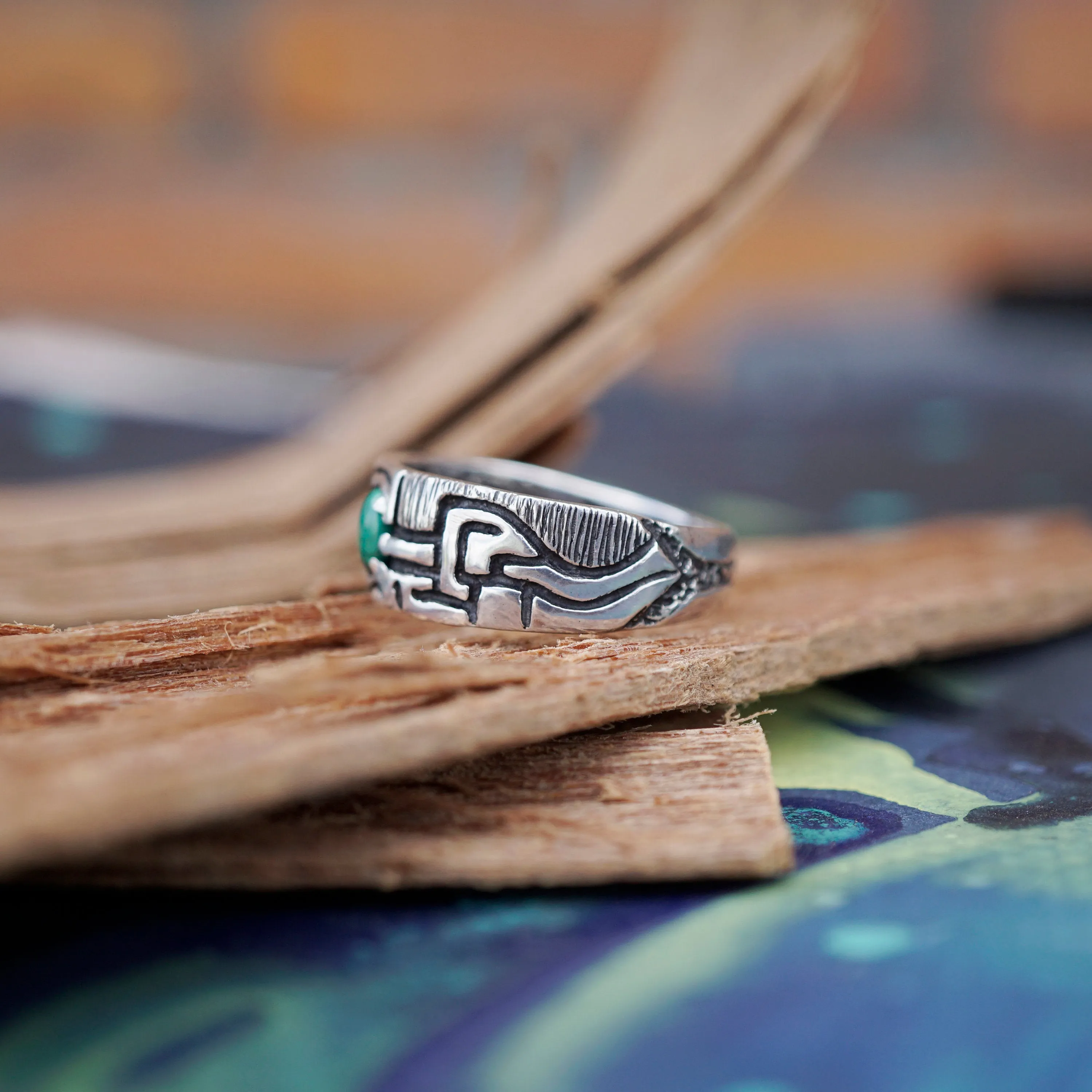 Mens Malachite ring VERT