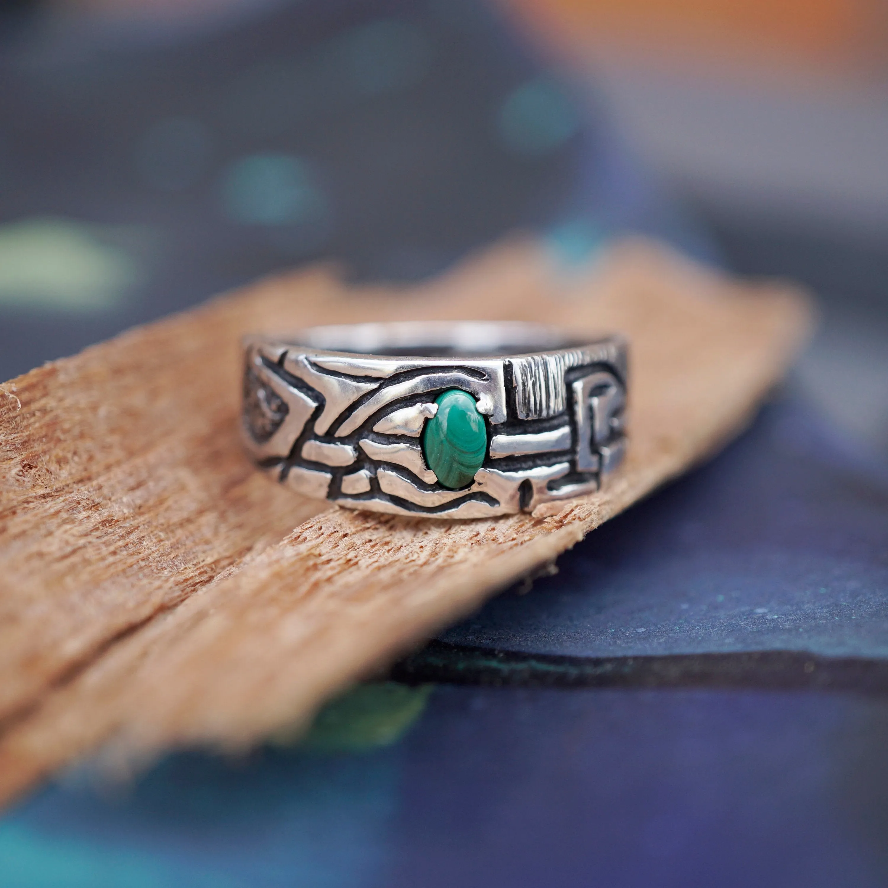 Mens Malachite ring VERT